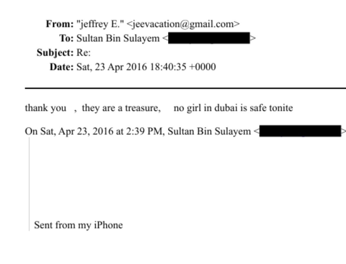 🚨NO GIRL IN DUBAI IS SAFE TONIGHT🚨

Chilling email from Epstein to former DP World CEO. Sultan Bin Sulayem. An insider view at how terrifying and disgusting these people really are.