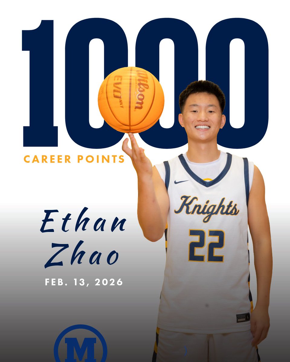 MenloKnights's tweet photo. Congratulations to Menlo School senior Ethan Zhao, who surpassed 1,000 career points in Friday's game against SHP.  Zhao has helped the Knights to three Central Coast Section appearances, so far, including a 2022 title.

Zhao has 1,006 points going into Tuesday's home game. https://t.co/ZI8ukdf3Ha