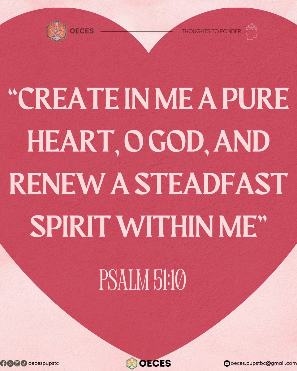 A new week. A fresh start. A renewed heart. 🙏

“𝑪𝒓𝒆𝒂𝒕𝒆 𝒊𝒏 𝒎𝒆 𝒂 𝒑𝒖𝒓𝒆 𝒉𝒆𝒂𝒓𝒕, 𝑶 𝑮𝒐𝒅, 𝒂𝒏𝒅 𝒓𝒆𝒏𝒆𝒘 𝒂 𝒔𝒕𝒆𝒂𝒅𝒇𝒂𝒔𝒕 𝒔𝒑𝒊𝒓𝒊𝒕 𝒘𝒊𝒕𝒉𝒊𝒏 𝒎𝒆.” — 𝑷𝒔𝒂𝒍𝒎 𝟱𝟭:𝟭𝟬