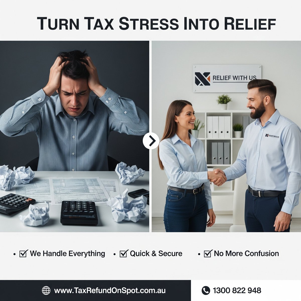 TaxRefundOnSpot's tweet image. TURN TAX STRESS INTO RELIEF  
#easyprocess #melbourne #blacktown #twitterreel #twittershorts