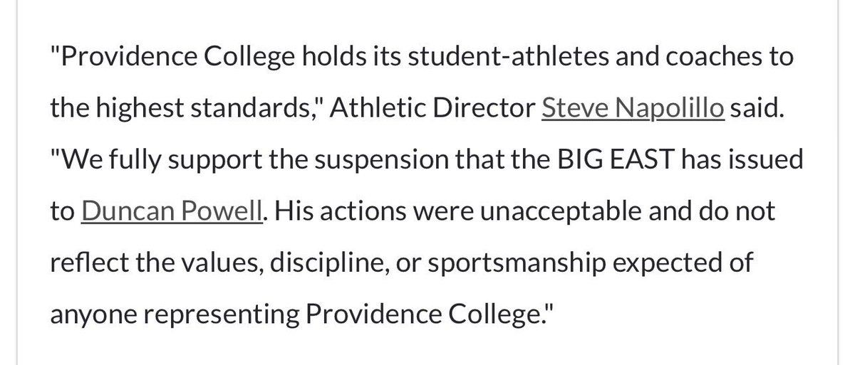 Providence issues a statement regarding the Big East's suspension of Duncan Powell. This is all there is to it:

#pcbb #pcbc