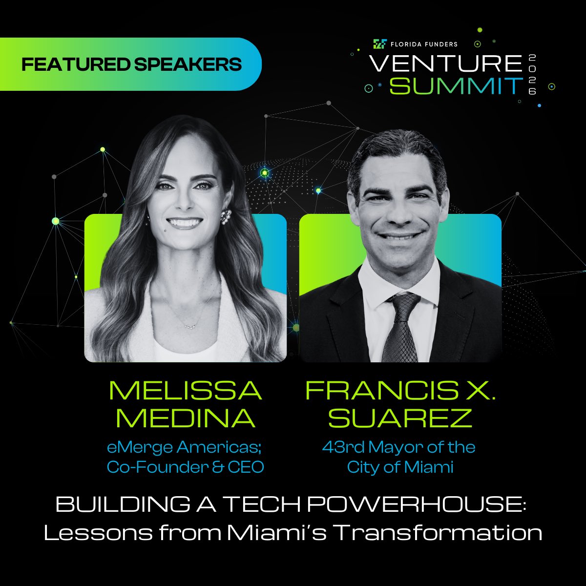 melmedina305's tweet image. Very excited to speak at @FloridaFunders Venture Summit on 2/26 in #Tampa alongside @FrancisSuarez to discuss Miami’s transformation as a tech hub! Looking forward to connecting with an incredible group of founders, investors, and tech leaders 💫 #FLTech