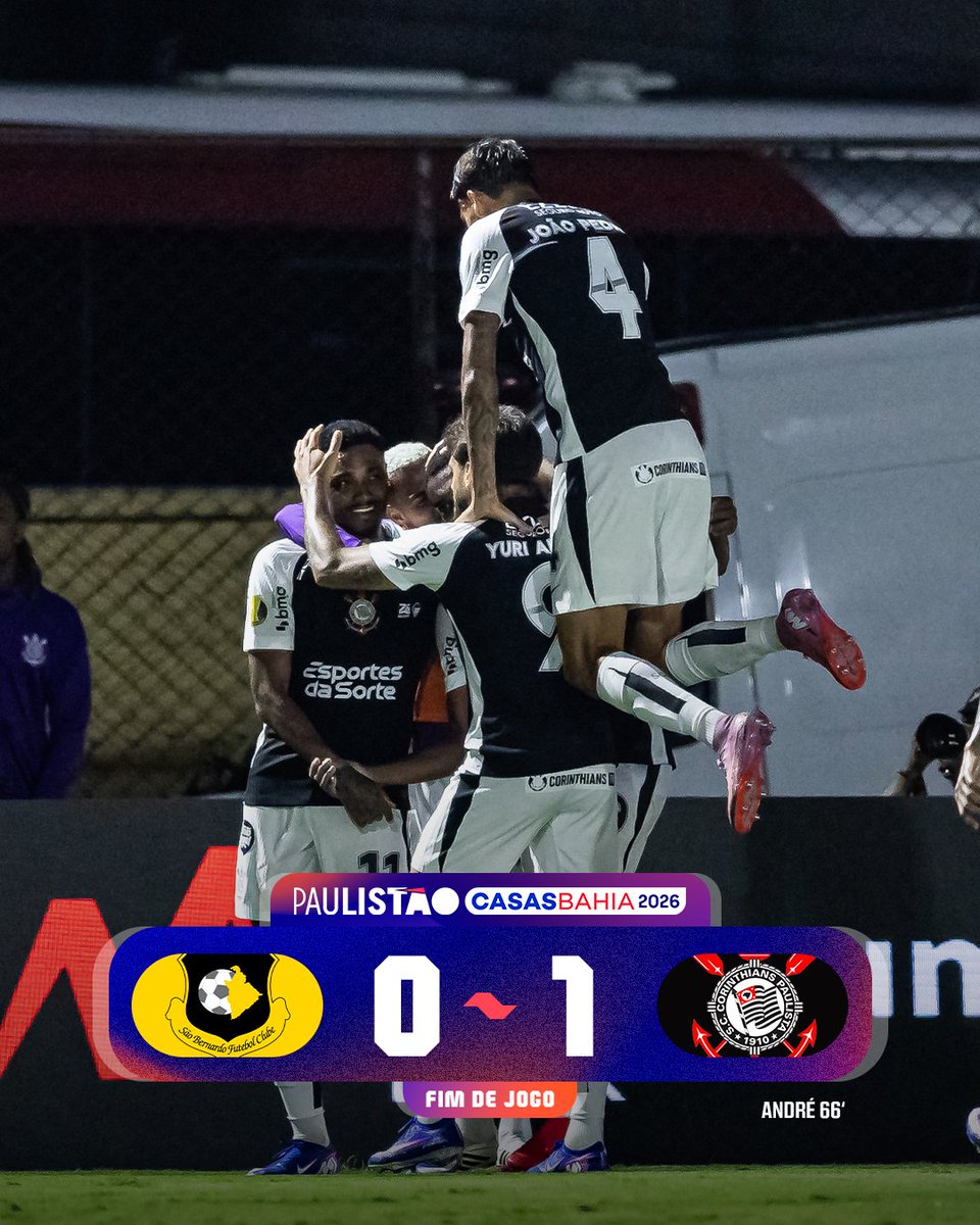 VITÓRIA DA CLASSIFICAÇÃO! ⚫⚪
André marcou o gol que garantiu o Corinthians nas quartas de final do #PaulistãoCasasBahia!
📷 Jhony Inácio/Ag. Paulistão/Sua Foto no Jogo