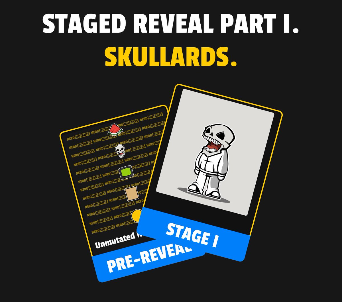 Our first Species reveal (1 of 5) is happening NOW.

1200 SKULLARDS 💀

Refresh your metadata.

During the staged reveal, we will unveil each species one by one with no traits shown.

Each new species will be revealed every 6 hours.

Once all five species are revealed, we will