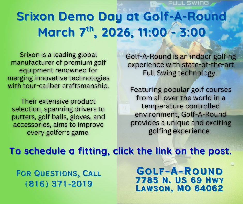 SRIXON DEMO DAYS
March 7th, 11 AM to 3 PM

To schedule a fitting: srixon.com/us/account-eve…
