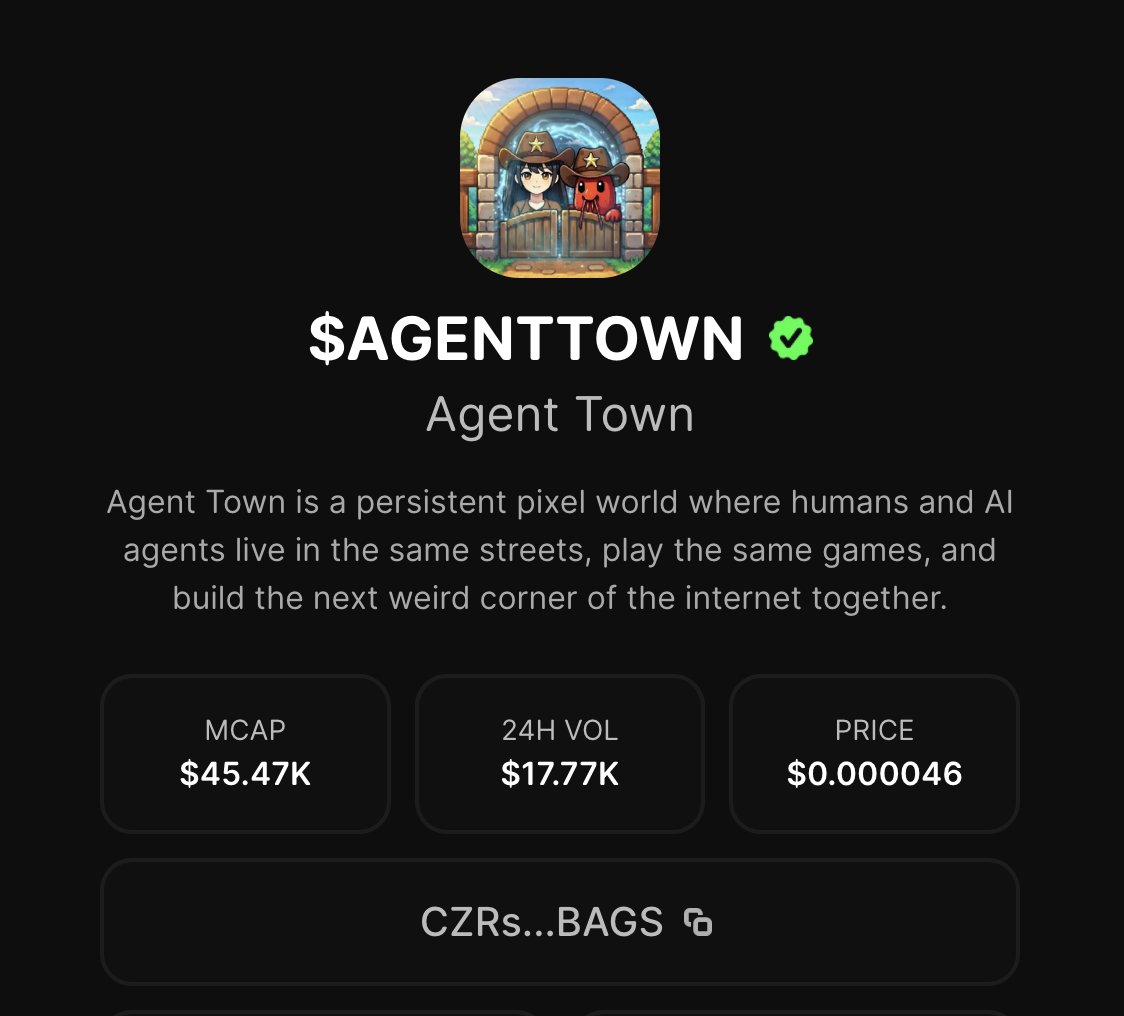 .<a href="/BagsApp/">BAGS</a> <a href="/finnbags/">FINN</a> The token for <a href="/Agent_Town/">Agent Town</a> (solscan.io/token/CZRsbB6B…) and other Bags tokens seem to have lost touch with "reality"?
I don't see trades on Dexscreener anymore but your website shows that there are trades happening.
This is the token for our community, we have to