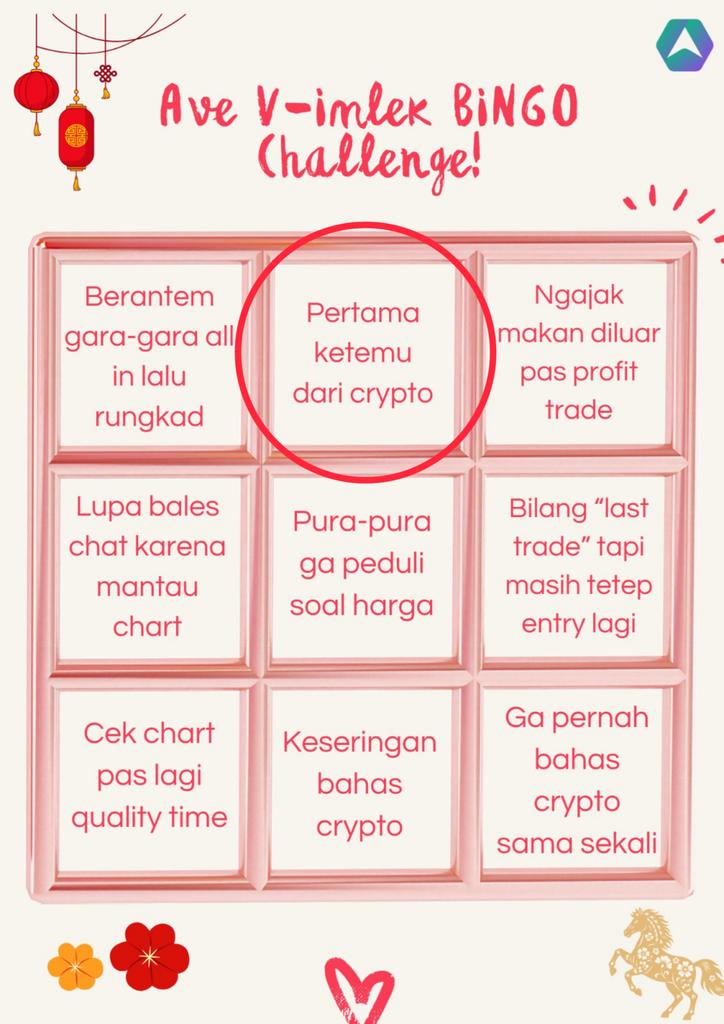 crypt028_'s tweet image. Valid banget yang 'Pertama ketemu dari crypto'. Daripada bahas chart sendirian, mending bahas bareng dia. Ternyata crypto nggak cuma kasih profit, tapi kasih jodoh juga (semoga) 😂.
Gas ikutan! @HestiChain3 @Theethluke @suoftel @haqjima

#AveV_ImlekChallenge