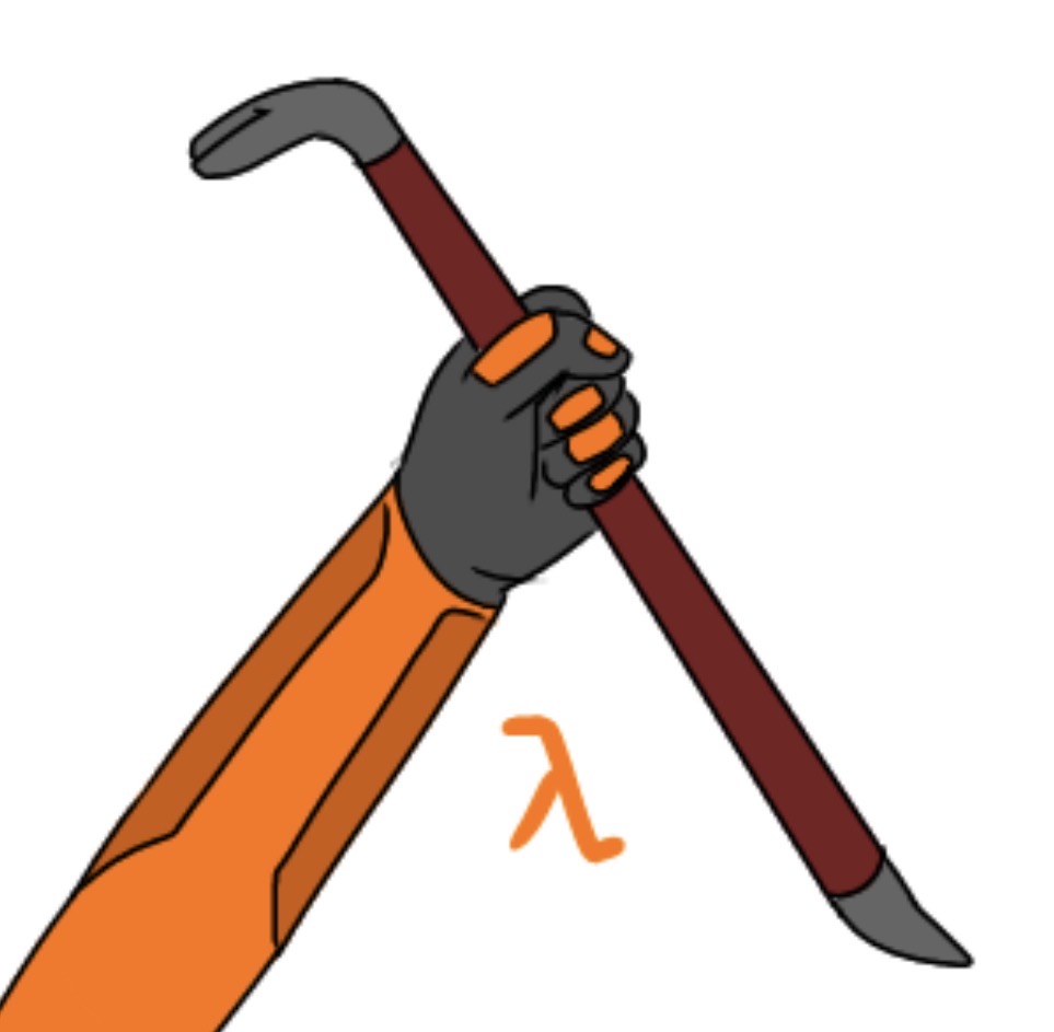 MechT42's tweet photo. I always like to interpret the half life lambda logo as Gordon’s arm holding the crowbar up https://t.co/i05dsCTjD8