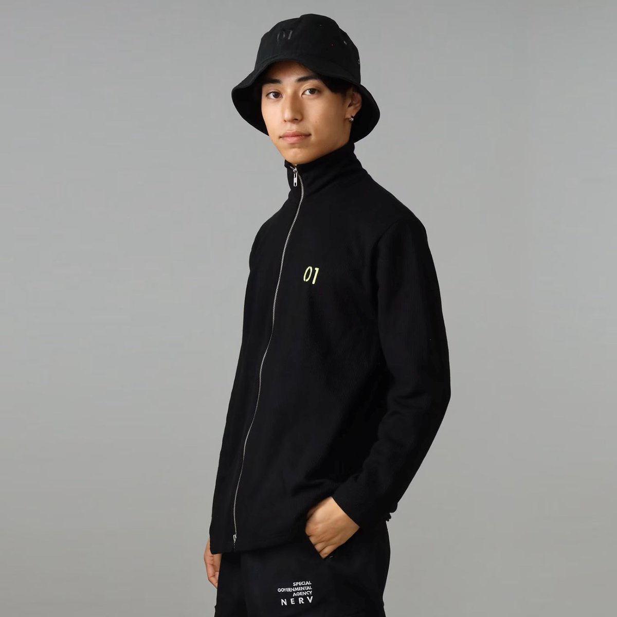 PICK UP】 EVANGELION Numbering Drivers Rib Knit Jacket（BLACK（01