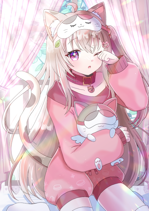 「ねねまる/猫招ねねさんを描かせて頂きました! 寝起きって凄く眠いですよね…(二度」|ヒヨヨ@skeb募集中のイラスト