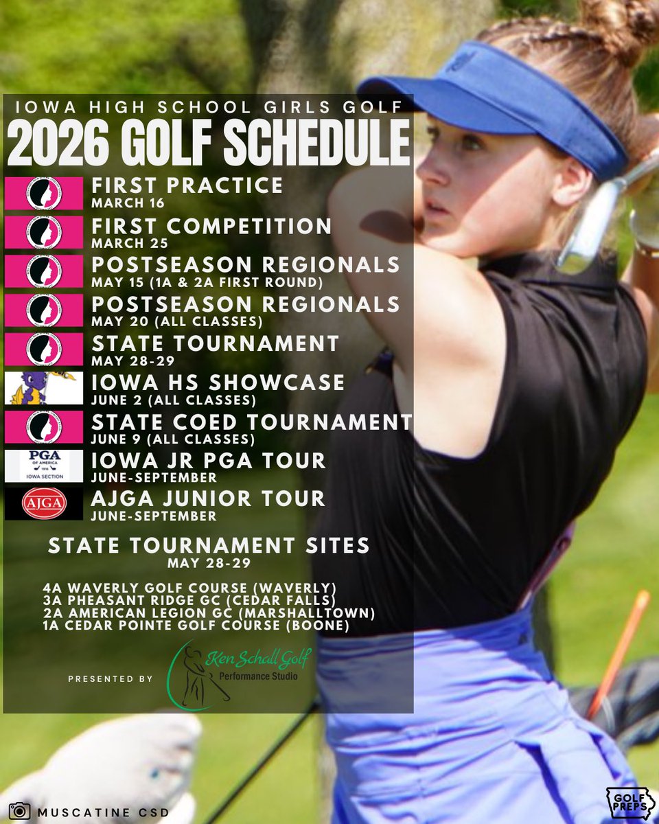 Only one month out until first practice for Girls High School Golf!

#ighsau
@kenschallgolf 
<a href="/Bound_IA/">Bound Iowa</a> 
📸Muscatine CSD