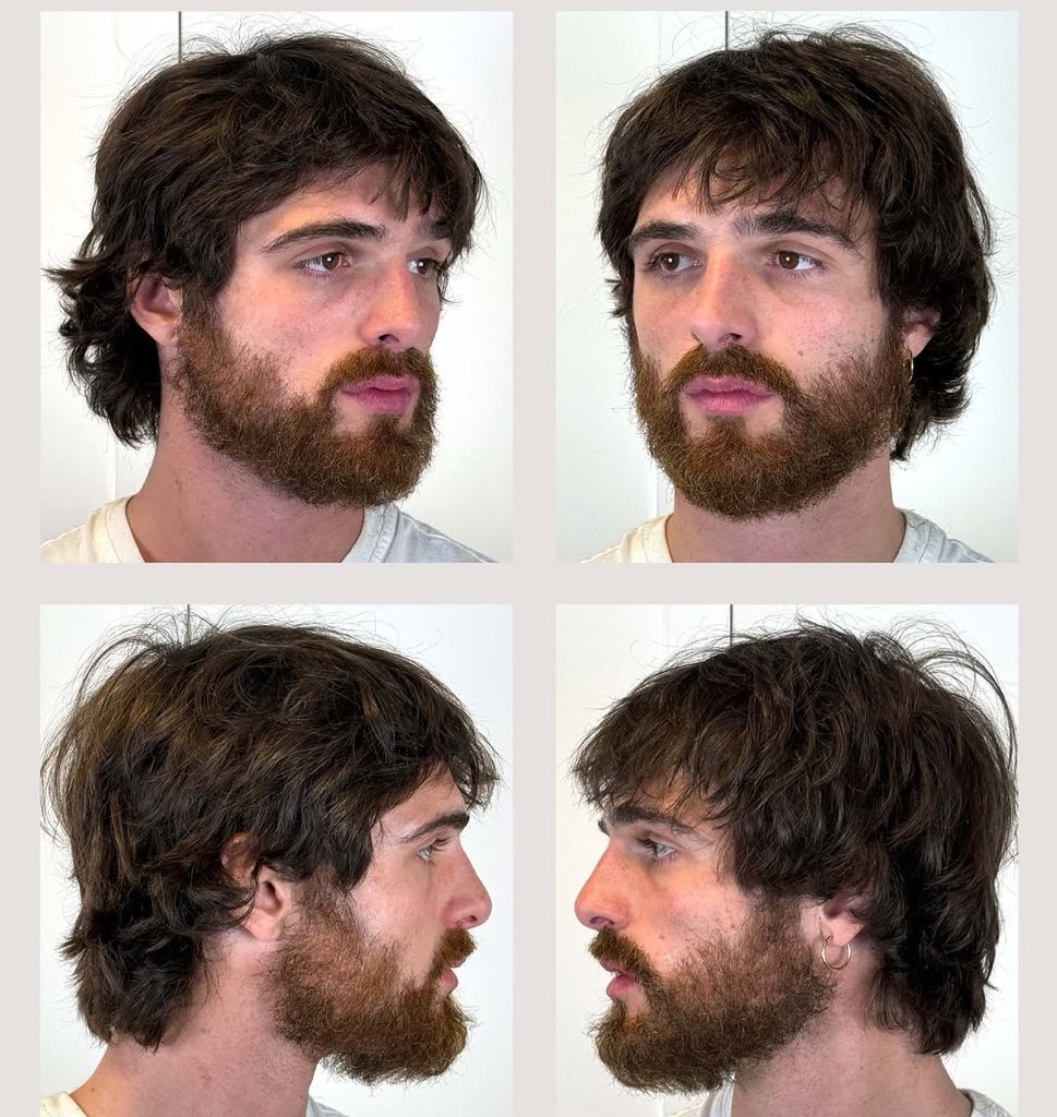 jacobelordihub's tweet image. Jacob Elordi in the first hand-laid beard test for his character in “Wuthering Heights”.