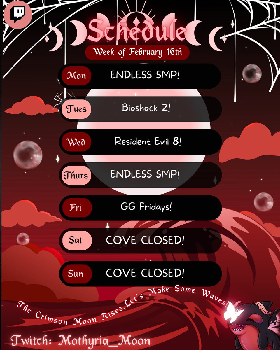 Soooo uhhhh I missed you all too much so here's this weeks schedule!!! #foryou #endlesssmp #vtuber #horror #minecraft