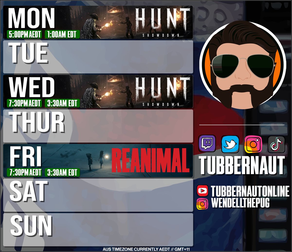 We're finally getting better at Hunt!
I almost saw a hit marker the other day!

This weeks schedule:

MON:
5PM
🤠 Hunt: Showdown 1896

WED:
7:30PM
🤠 Hunt: Showdown 1896

FRI:
7:30PM
🐏 REANIMAL
feat. PepsiOverlord

Times shown in AEDT/GMT+11
Twitch &amp; Youtube🟣 LINKS IN PROFILE