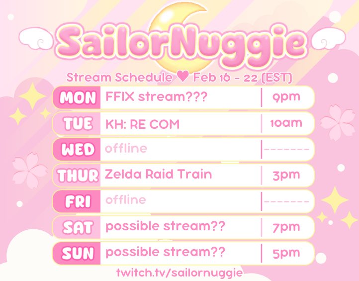✨stream schedule✨

This week is busy so half of this is tentative haha. Thursday I’ll be apart of a raid train celebrating Zelda’s 40th anniversary. There may be a Link cosplay 👀

🔗 in bio if you wanna follow me on Twitch! I’d love to chat with you 💕