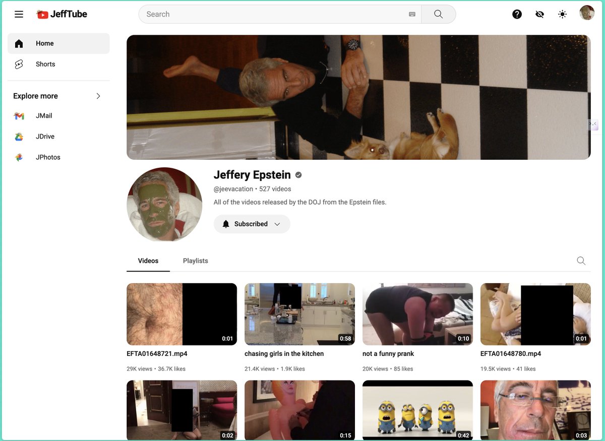 get2karthik's tweet photo. The world of #EpsteinFiles in a webshell 

#Jmail #Jefftube #Jphotos #Jdrive #Jemini  #Jwiki 😂😂😂 

#Jotify and #jemini are crazy as *$^%#

https://t.co/xqGHJcrilE https://t.co/wfCn0dRhFV