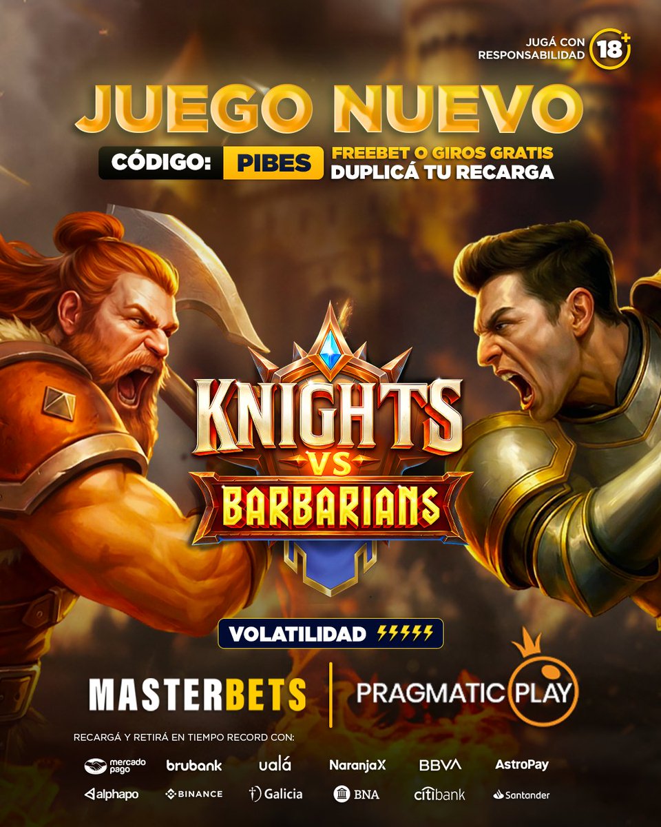 ⚔️ KNIGHTS VS BARBARIANS
🆕 NUEVO JUEGO YA DISPONIBLE
🛡️ Elegí tu bando y entrá en una batalla llena de acción y premios
💥 Dinámica intensa, multiplicadores y emoción en cada ronda
🔥 Ideal para los que buscan adrenalina desde el primer momento
👉 Entrá ahora y que comience la