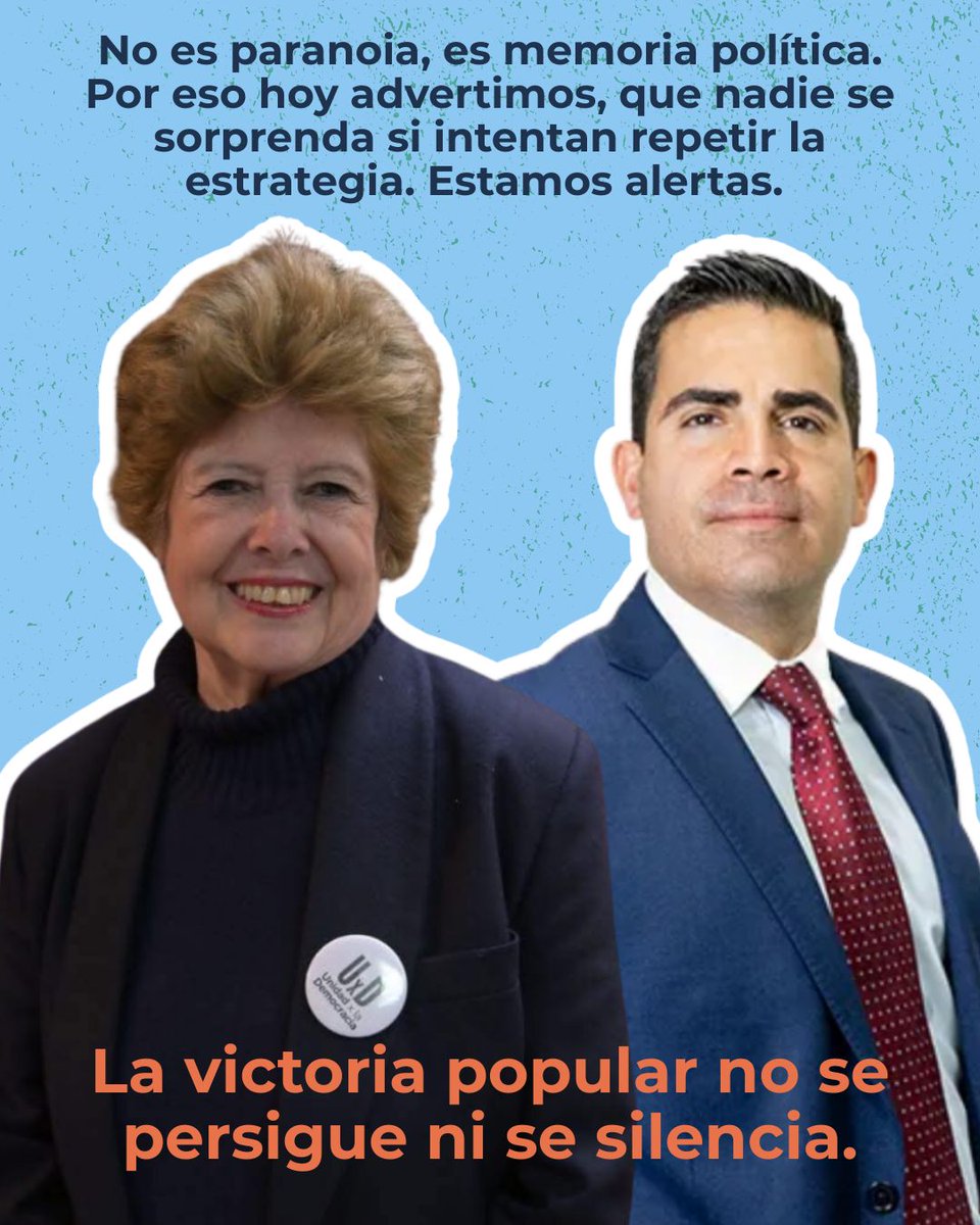La victoria de Astrid Lemus y Luis Fernando Bermejo incomodó a quienes se creían dueños del poder.

Cuando pierden en las urnas, intentan sembrar miedo y fabricar conflictos. Ya pasó antes.

No es paranoia, es memoria.
Estamos alertas.
La voluntad popular no se silencia.
#viral