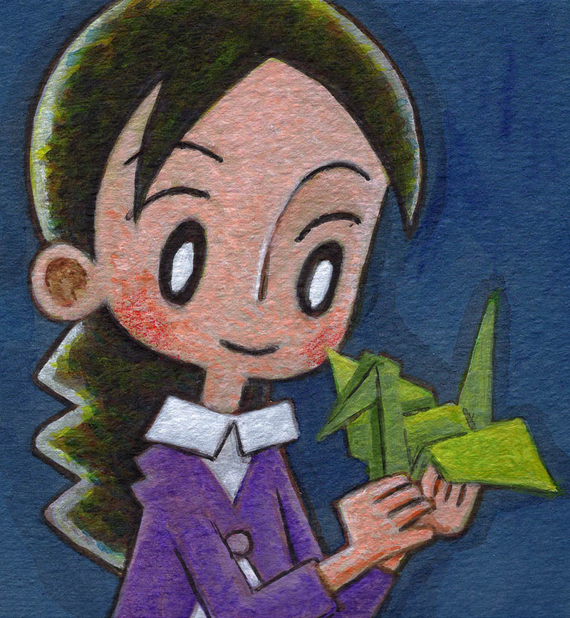 折り鶴」2026年 64mm×71mm アクリル絵の具