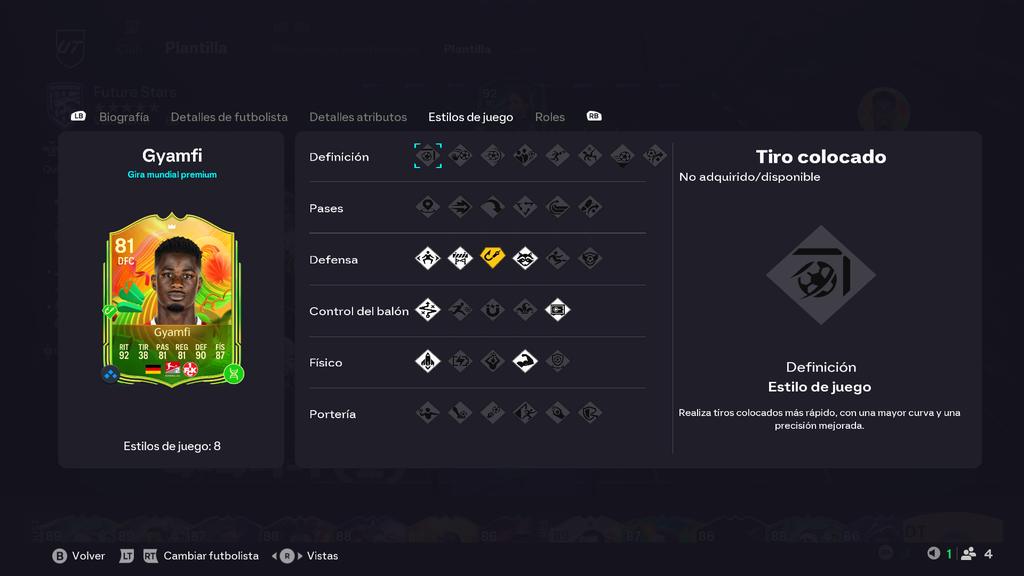 Kelembo01's tweet photo. @JuniorSintress A Gyamfi le quiero dar la evo de primer toque del pase antes de subirle a 89 el regate, quedaría con 83 de media, ando indeciso si darle mapache o bruiser como segundo PS+ https://t.co/ObJ8mYf9uD