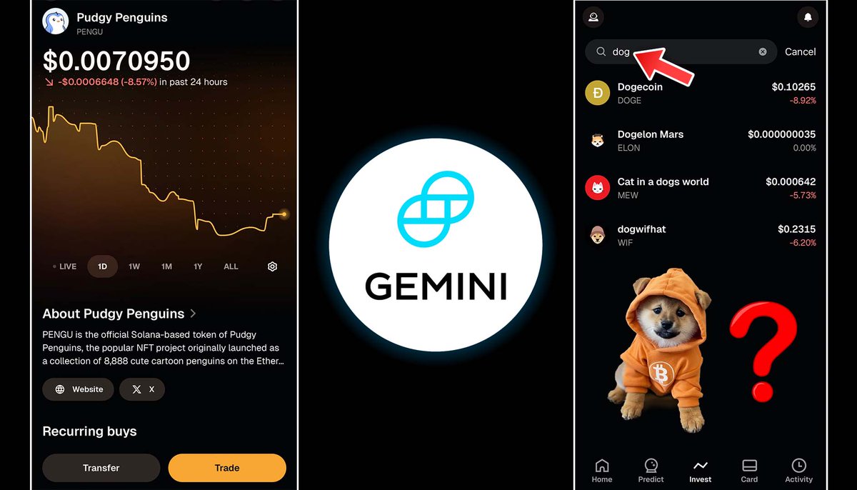 217 days → $PENGU listed on <a href="/Gemini/">Gemini</a>.
662 days → $DOG (Bitcoin) still not listed.

Fairness or Paid Listing? You decide.
