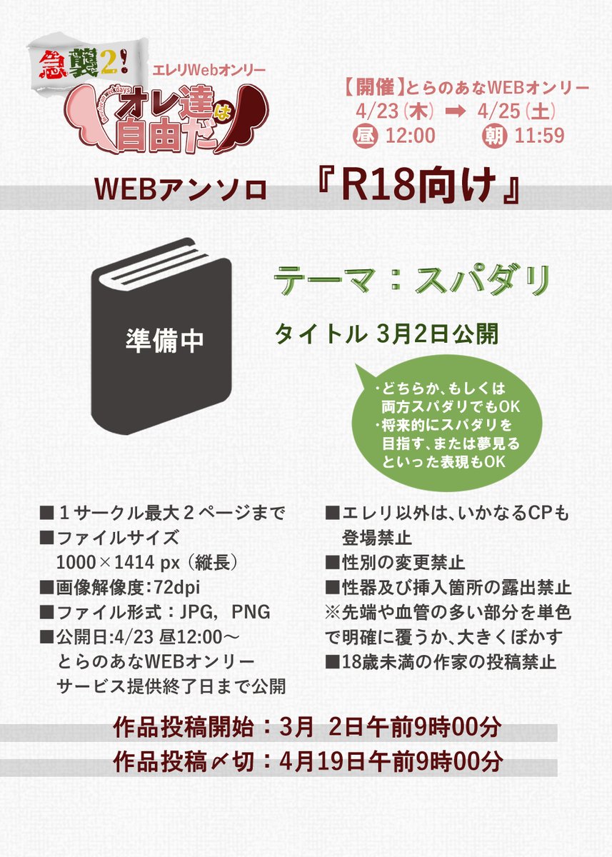 平日のエレリWebオンリー運営 tweet media