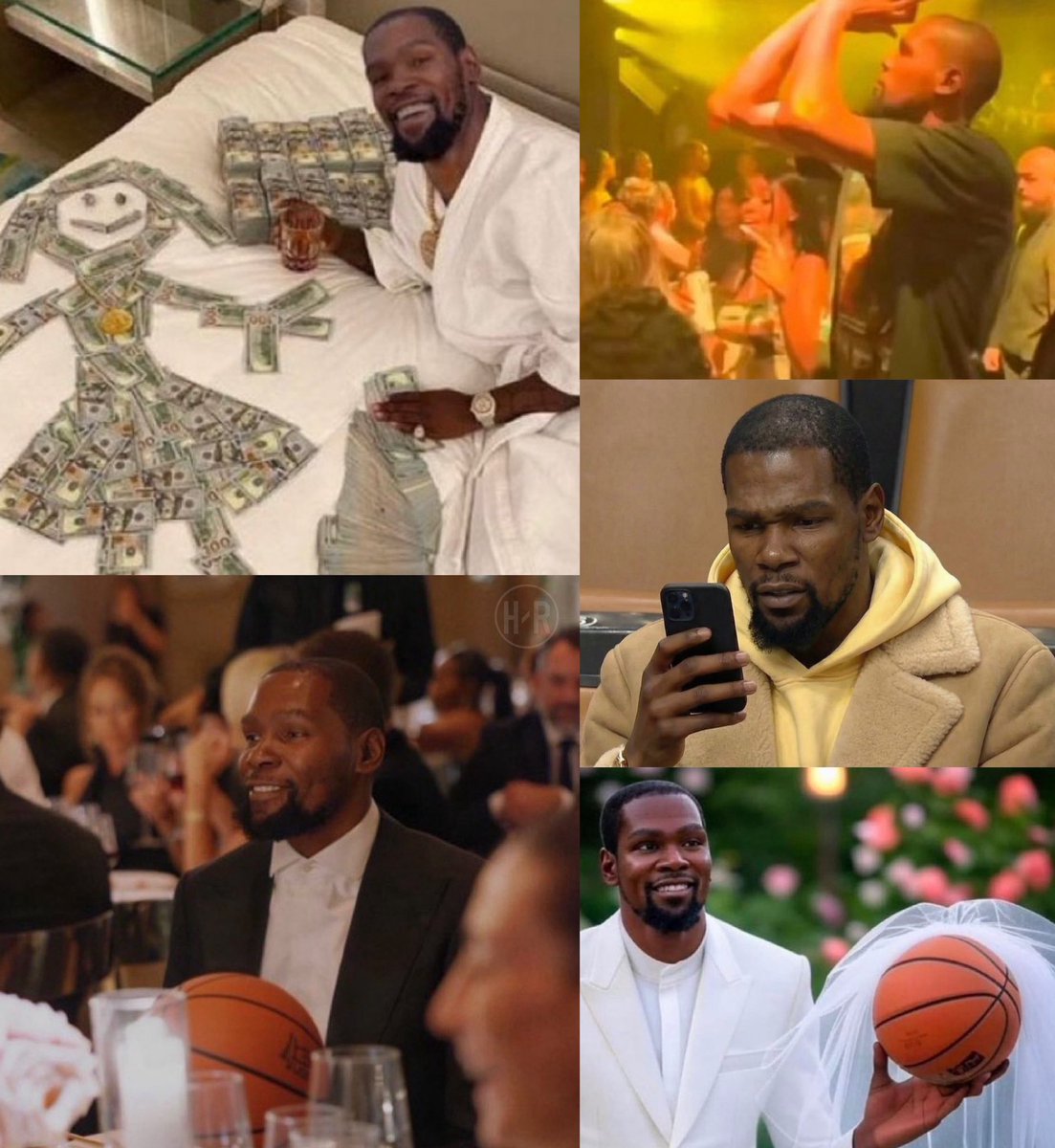 • No Girlfriend 
• No Wife
• No Kids

Just married to the money, the game of basketball, and Twitter/X burner accounts. 

KD is one of a kind man 😂🤣