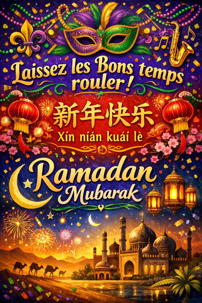 architweets's tweet photo. Tuesday, 17 February 2026 is an amazing, and rare, convergence of Mardi Gras, Chinese Lunar New Year and Ramadan all on the same day. https://t.co/CTKTQLnJqT