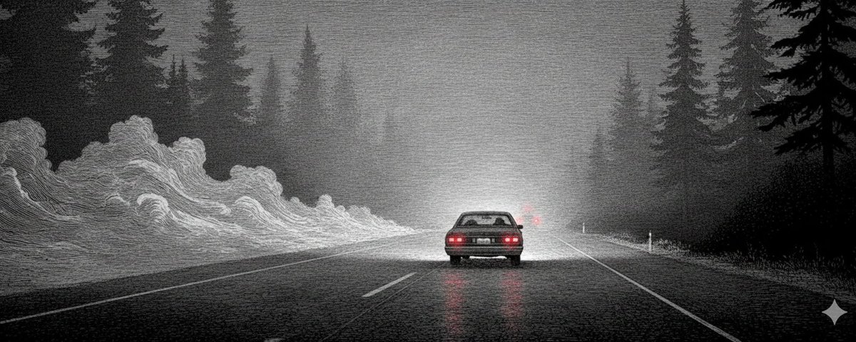 雾夜高速上的第一辆车