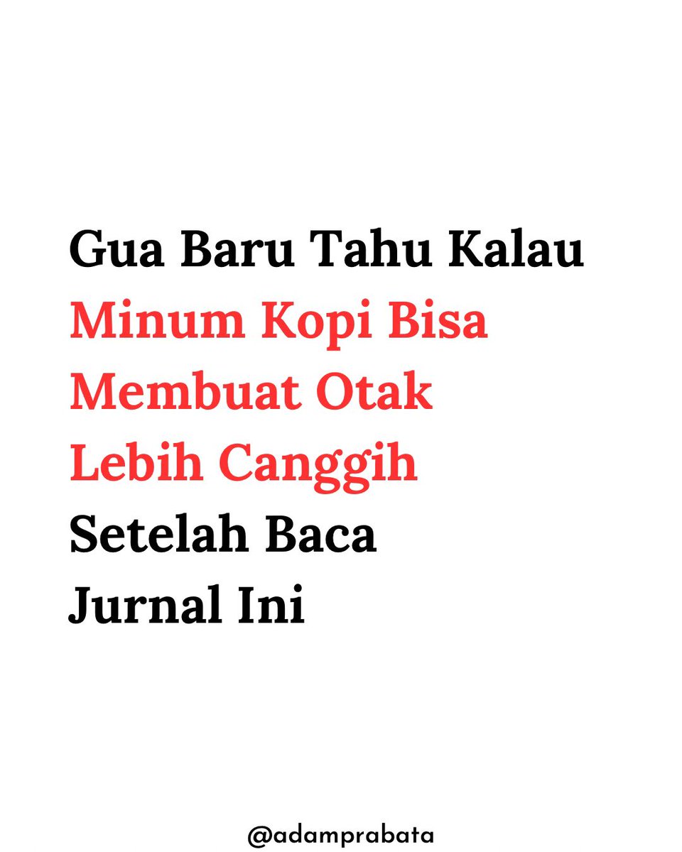 AdamPrabata's tweet photo. Ternyata minum kopi bukan cuma bikin melek, tapi juga bisa bikin otak lebih “canggih”! 

Sebuah penelitian di jurnal Consciousness and Cognition melibatkan 88 orang. Separuhnya diberi 200 mg kafein (setara ±340 ml kopi), separuhnya lagi tidak. 

Hasilnya? Mereka yang minum kafein terbukti lebih jago menyelesaikan masalah (problem solving ability) dibanding yang tidak.

Artinya, kafein bisa meningkatkan fungsi otak tertentu, khususnya dalam hal berpikir kritis dan mencari solusi. Jadi, segelas kopi di pagi hari bukan cuma bikin semangat, tapi juga bisa jadi “booster otak” untuk kerjaan atau belajar.

Tapi ingat, efek positif ini berlaku pada konsumsi wajar. Kalau berlebihan, justru bisa bikin gelisah, jantung berdebar, bahkan susah tidur.

Kesimpulan: minum kopi dengan porsi pas dapat membantu meningkatkan kemampuan otak dalam menyelesaikan masalah karena efek stimulasi dari kafein.