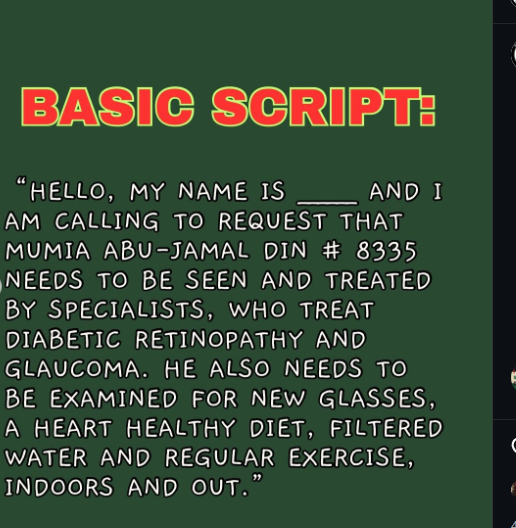 Mumia Abu-Jamal is reportedly facing serious complications from diabetic retinopathy a condition that can lead to permanent vision loss if not properly treated.For someone who has already endured decades behind bars,the threat of losing his eyesight adds another layer of urgency.