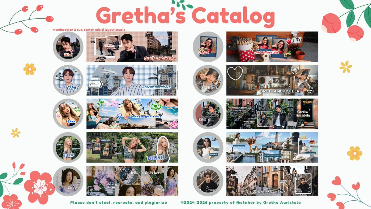 etnher's tweet image. a repost will be very appreciated ♡.ᐟ

𓂋 🎀 ˚. terbungkus dalam wangi bunga dan serbuk peri halus 💭 ⌢  🐈‍⬛ sedia berbagai layout, qr deco &amp;amp; pinned pict ୨ৎ ˚₊⊹ 🌺

౨ৎ .. ♡ silakan datang dan kunjungi dongeng ini, @etnher dijamin bisa mempercantik profilmu!
#zonauang