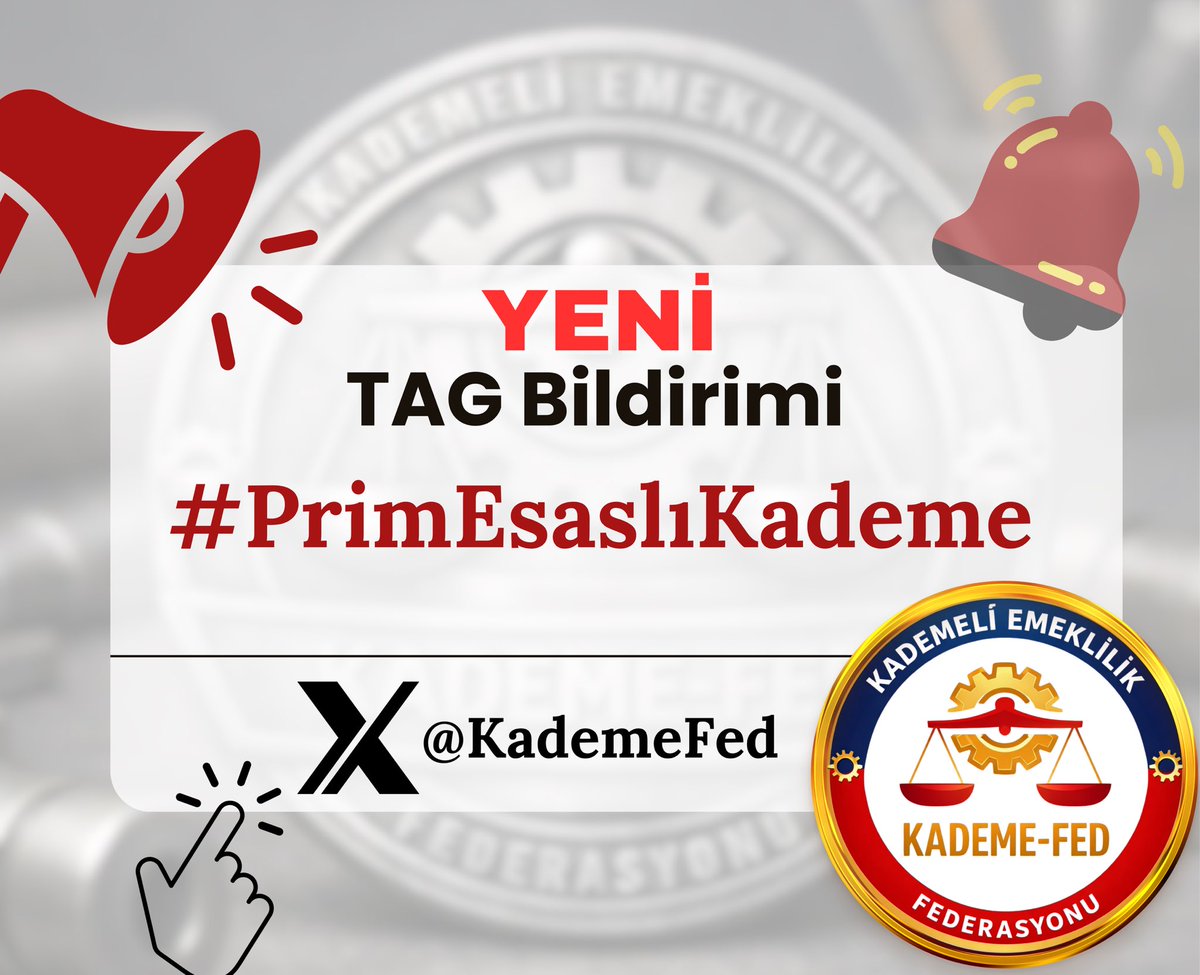 🔷🔷 TAG DUYURUSU 🔷🔷
📢 #PrimEsaslıKademe

Emeklilikte adaletin sağlanması, nesiller arası dengenin kurulması ve alın terinin karşılığının verilmesi için tek ve kalıcı çözüm: PRİM ESASLI KADEMELİ EMEKLİLİK!

📌 Emeğin yok sayılmadığı
📌 Çalışanın cezalandırılmadığı
📌 Aynı