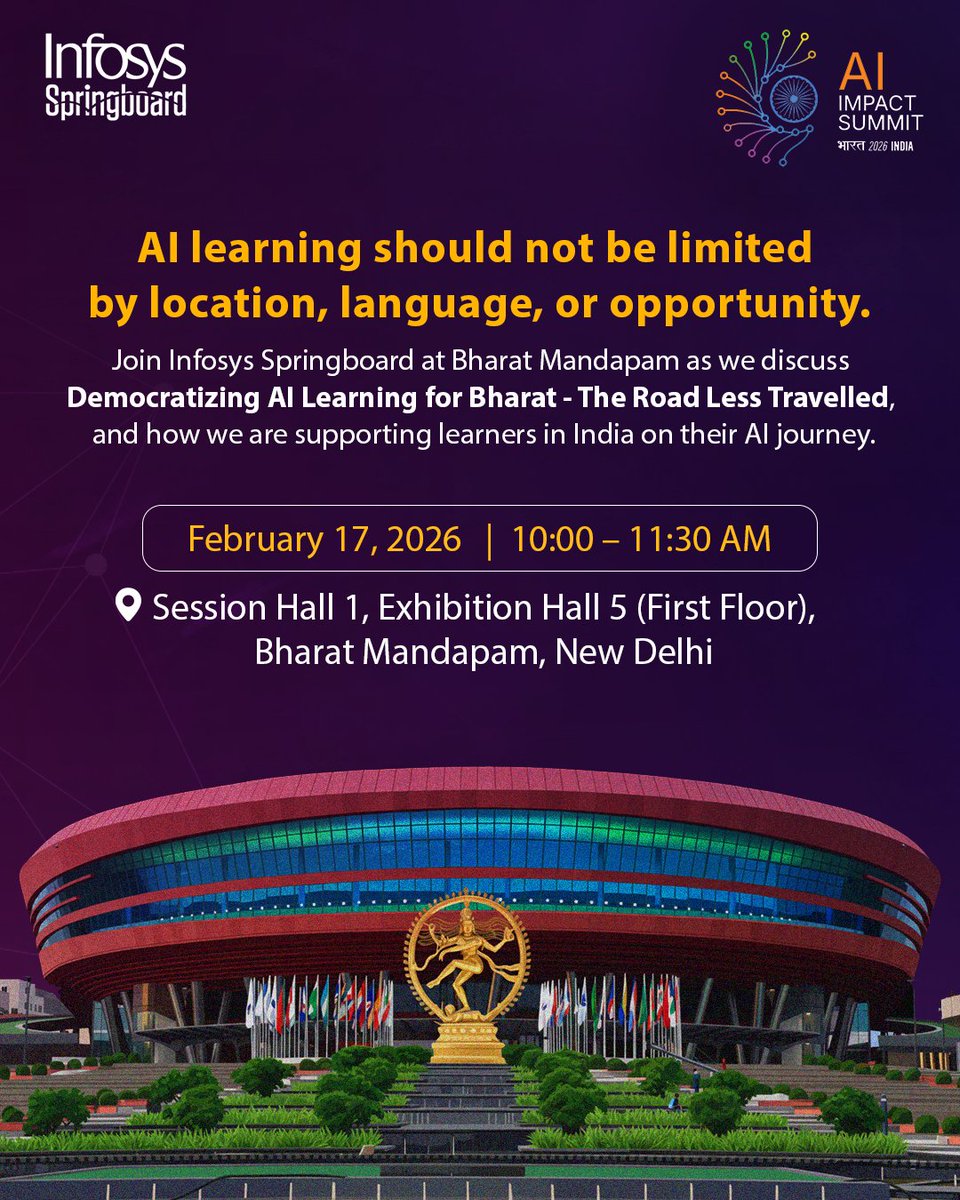 When AI learning becomes inclusive, innovation becomes unstoppable.

Join us to discover how we’re enabling India’s learners to thrive in an AI-powered world.
 
[InfosysSpringboard,  AIForAll, DigitalSkills, InclusiveLearning, ResponsibleAI, AI,]