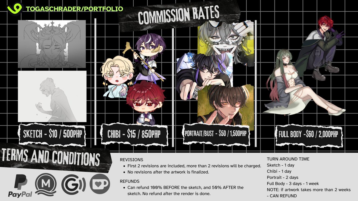 COMMISSIONS OPEN - Month of February

rt &amp; like are really appreciated 🫶
Sketch, Chibi, Portrait and Fullbody

 If u interested please read TnC below and DM me.

#OpenCommissions #VgenComm