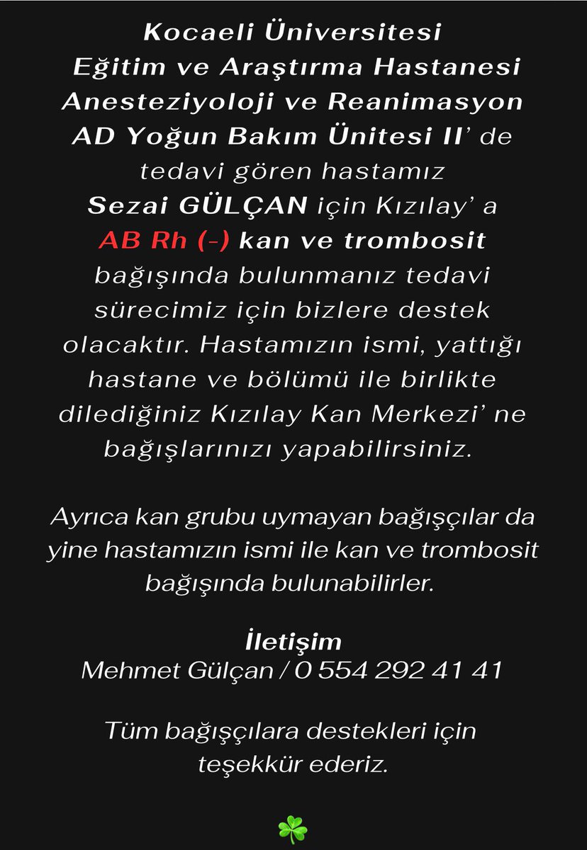 ACİL KAN İHTİYACİ LUTFEN ELDEN ELE YAYALİM DESTEK OLALIM ❗

#KANİHTİYACI