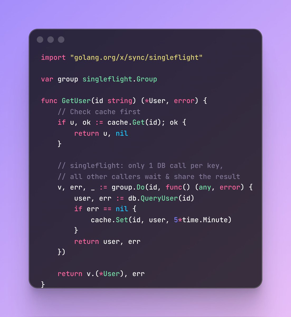 If you're building any Go service with caching, put singleflight in ...