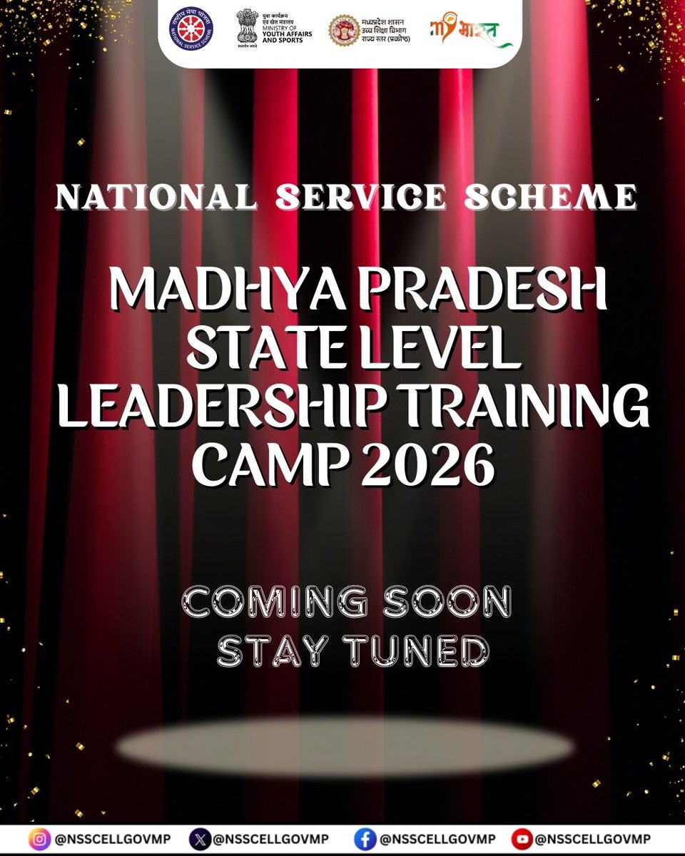 NSSCELLGOVMP's tweet photo. Big news loading…
Stay tuned and get ready to swipe for a surprise! 

#MPNSS #JoinNSS 
#NSSSeva #YouthPower #RashtraKeLiye 
#ServeWithPride  #Pmo_india
#ministry_of_youth_affairs_and_sports #governor_mp
#cm_madhya_pradesh #nss_india
#NSS_Life_style
#nss_icon_rsp #youth_icon_rsp https://t.co/pUXqpwrLWa