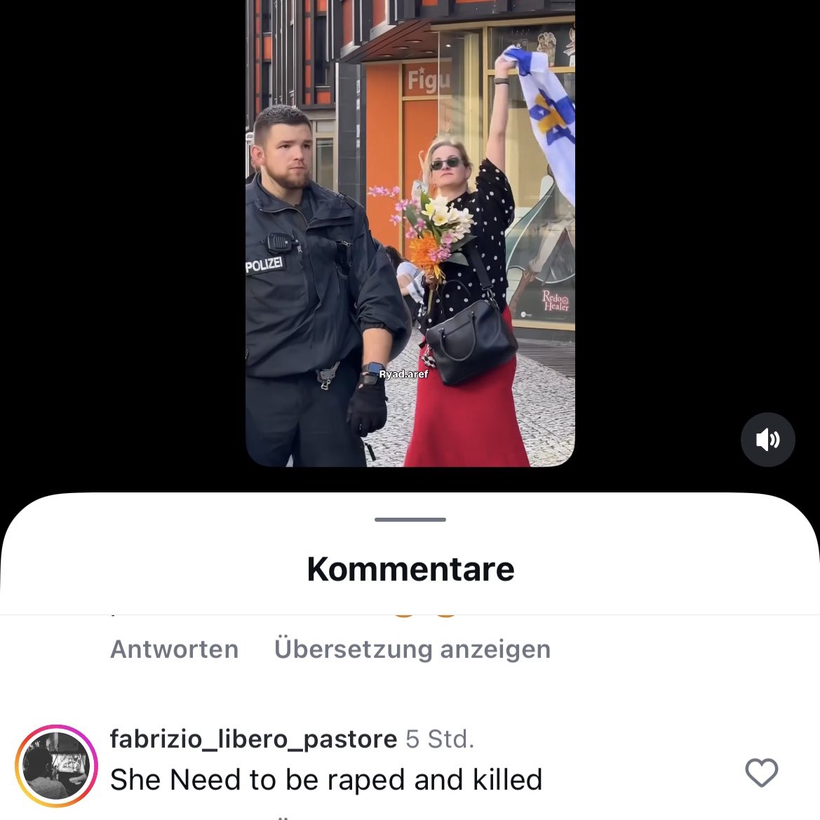 Frabrizio says about me „She Need to be raped and killed“

Let's show rapists worldwide the stop sign. #RapeCulture Yes! Worldwide.

To Frabrizio: You messed with the wrong woman. 🤗