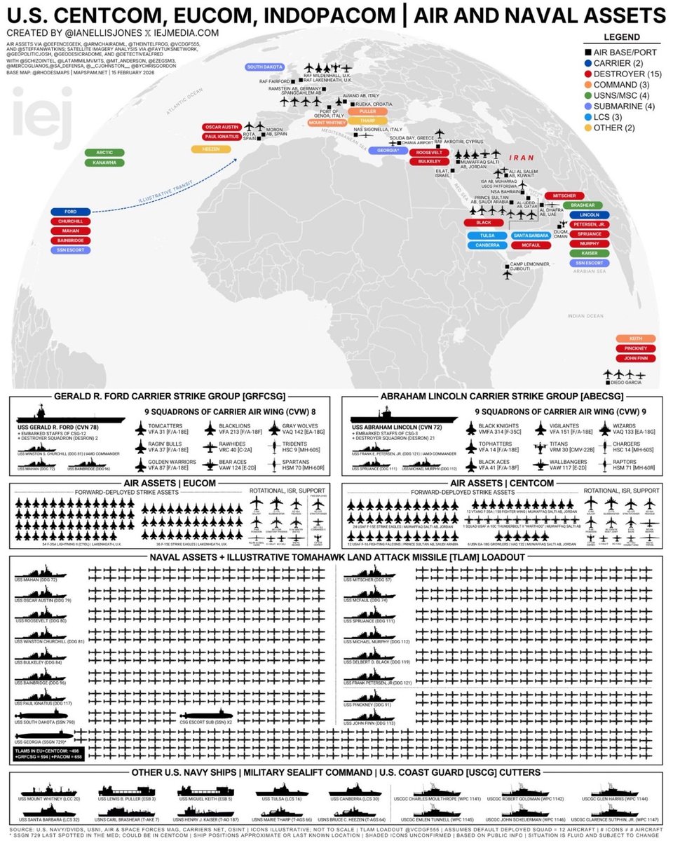 🇺🇸🇮🇷 | Aproximadamente un tercio de la Armada de Estados Unidos ha sido desplegada en Irán.