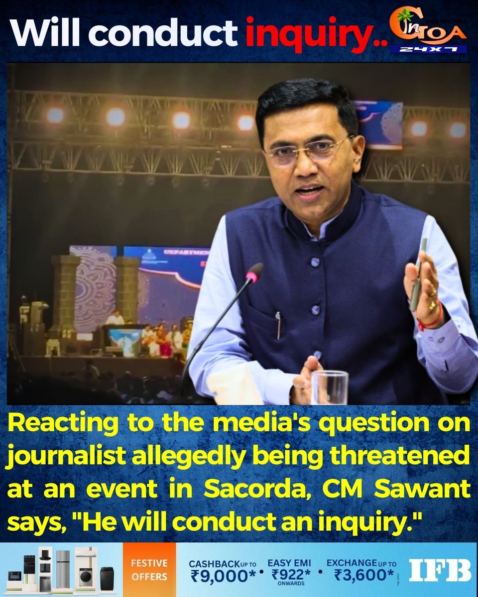InGoa24x7's tweet image. Will conduct inquiry..

#Goa #Goanews #Inquiry #Jorunalist #Threaten