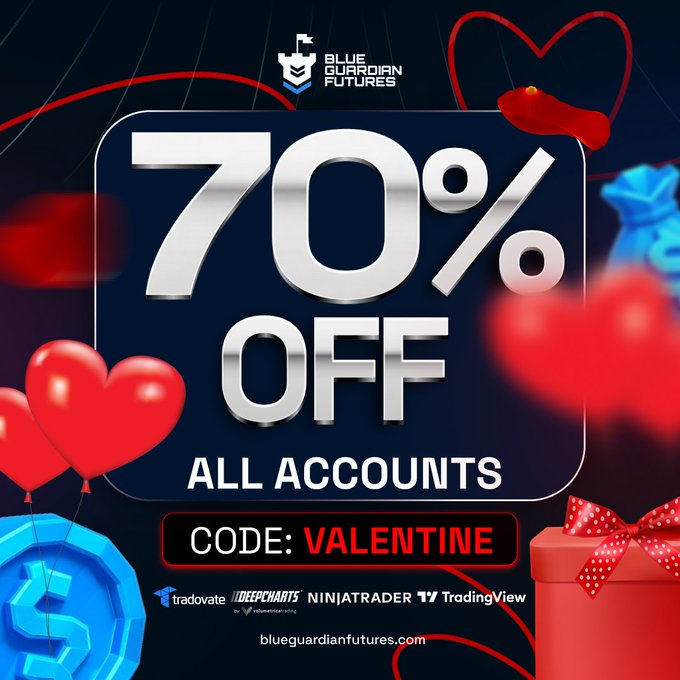 Make your trading heart skip a beat! 

❤️ Why settle for less when you can have the perfect match for your strategy? 
Get 70% OFF and start your journey with a partner that pays.

🏹 The Perfect Trade-In:
checkout.blueguardianfutures.com/ref/1457/

✅ 70% OFF All Accounts (Code: VALENTINE)
✅ 100%