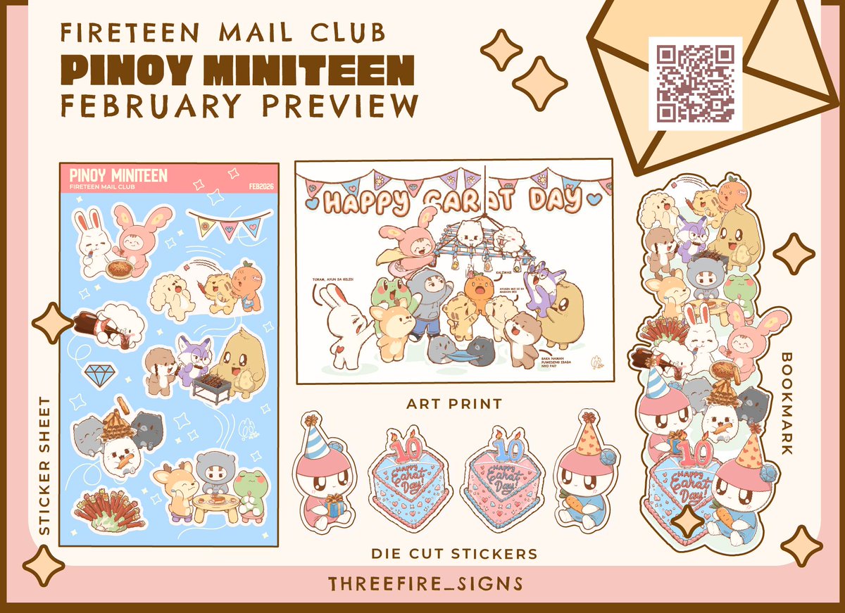 threefire_signs's tweet photo. ✨I'm opening a MAIL CLUB!!! ✨

For this February you will received a 
🩵PINOY MINITEEN: Carat Day🩷 
- postcard
- stickers
- bookmark
- letter
+ a random art photocard (EXCLUSIVE for this year's MAIL CLUB)

👇CLICK LINK BELOW👇
https://t.co/LZPf6xmcJu https://t.co/zreAPqKlYs