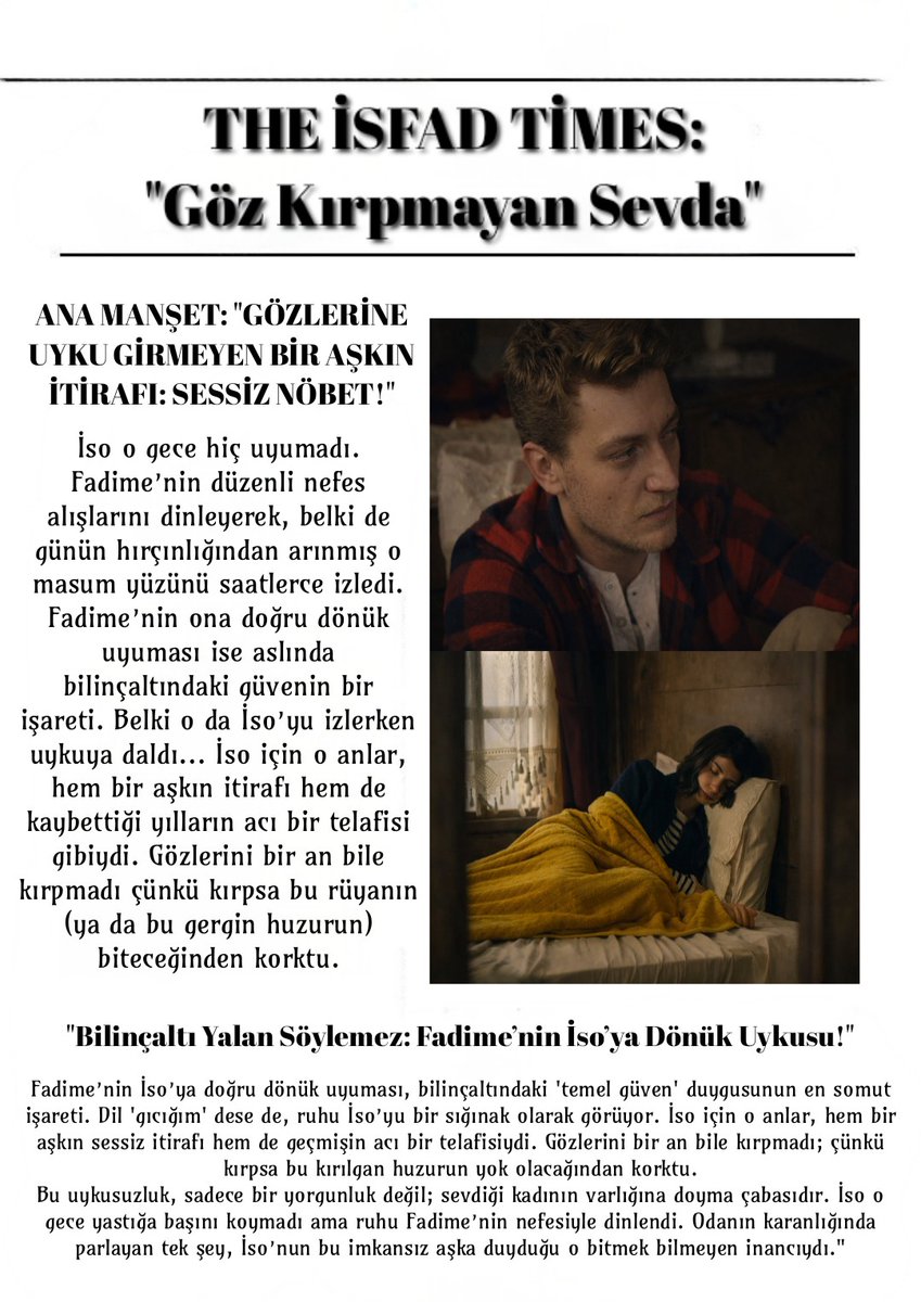 🗞THE İSFAD TIMES: YERDEKİ GURUR, ARŞTAKİ SEVDA!🔥
İso’dan sessiz bir feragat destanı! Tek kelime etmeden yere yatağını sermesi, "Seni her halinle kabulüm" demenin en asil yolu. İso o gece yerde yattı ama Fadime’nin gönlünde zirveye çıktı! ⬆️❤️
#İsFad #TaşacakBuDeniz