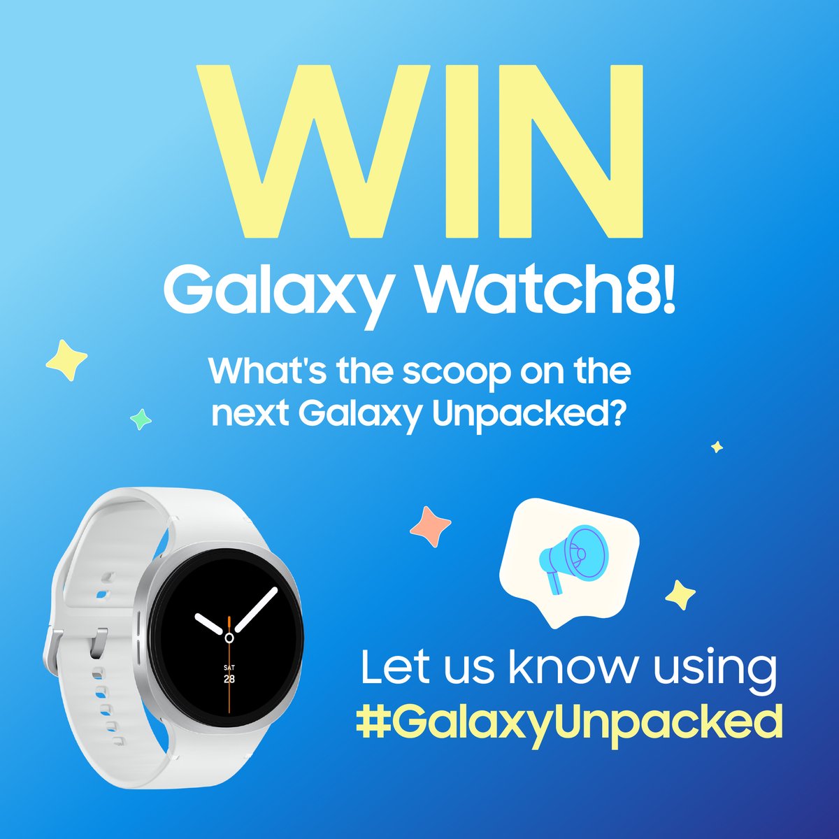 Want to WIN a Galaxy Watch8? 
Drop your Unpacked prediction below using                       # GalaxyUnpacked 
Each comment counts.

*Terms and Conditions apply.