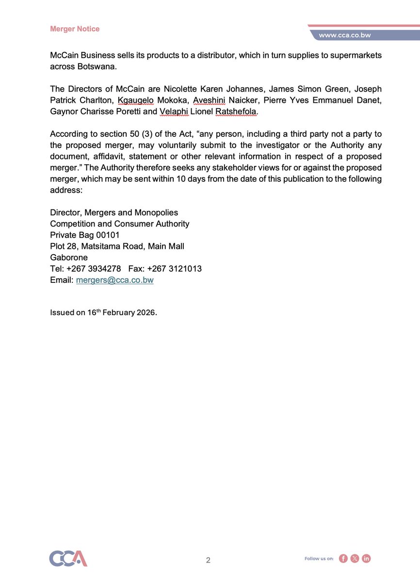 Competition & Consumer Authority Botswana tweet media