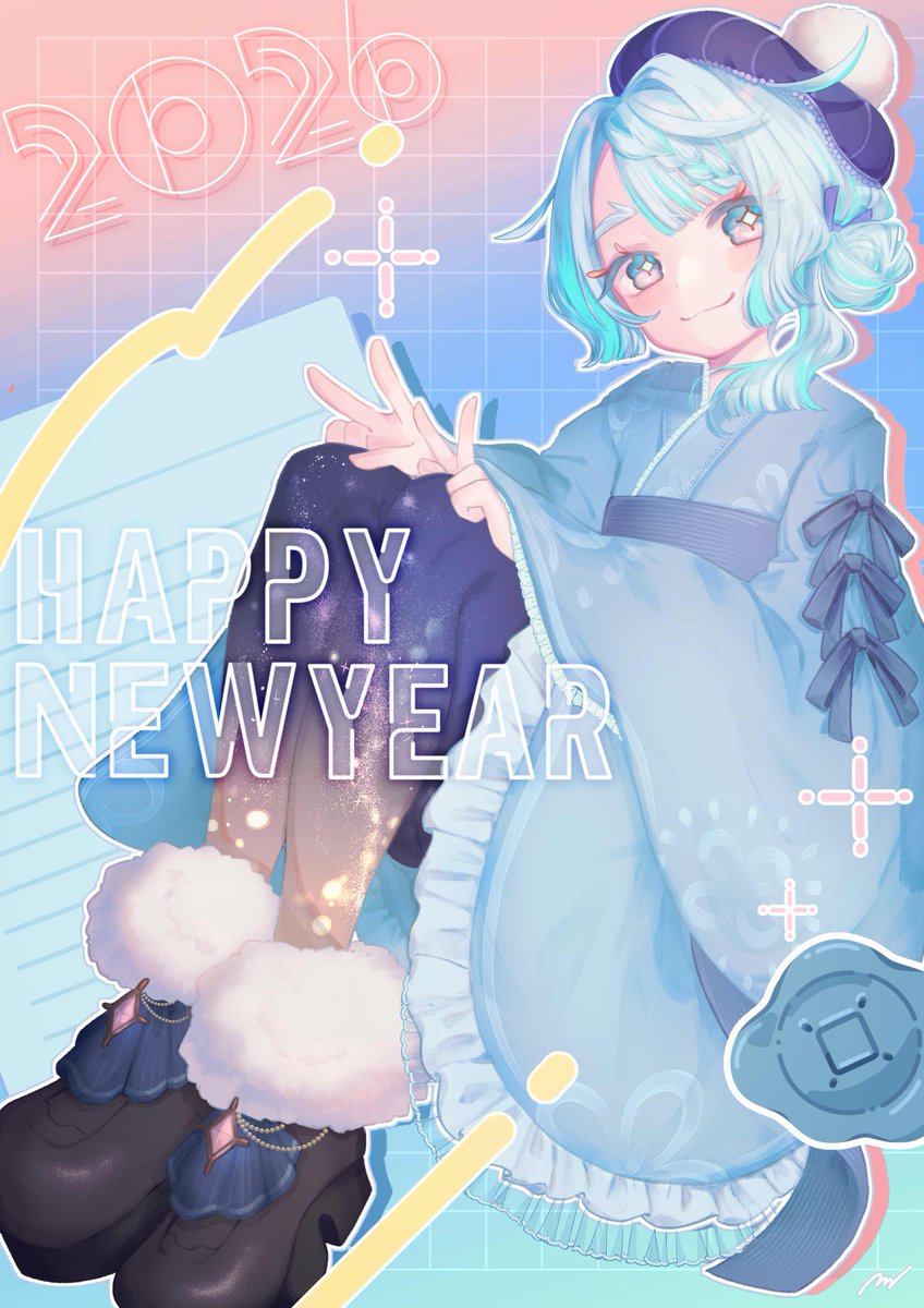 _nonuno_'s tweet photo. 大遅刻ですが、あけましておめでとうございます！
2026年もたくさん絵を描くぞ〜🪼
#ghost_x_petal https://t.co/kqLfAzZ7Pm