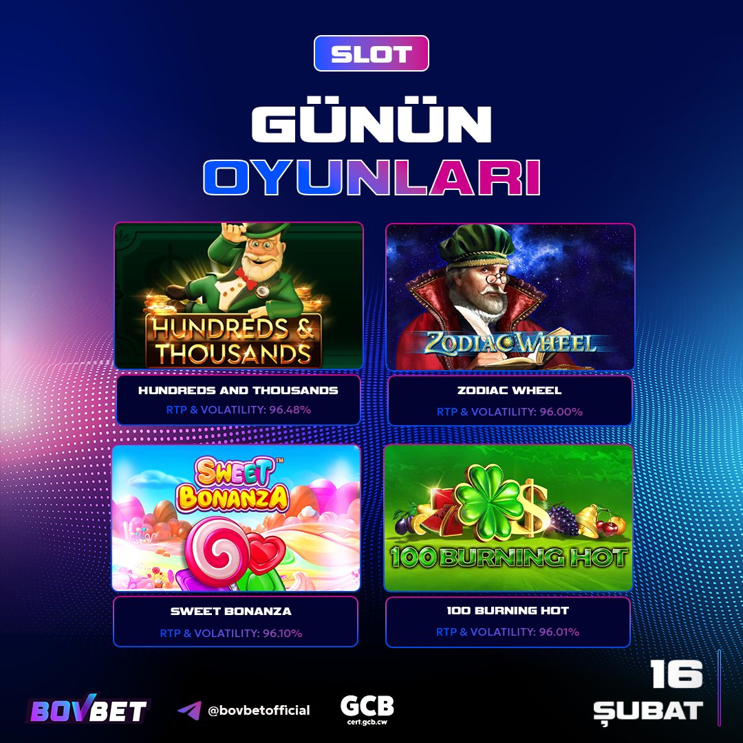 🎉 Bugün Şov Seninle, Sahne BOVBET Enerjisinde! ⚡️

🎯 Günün en çok konuşulan oyun atmosferleri hazır:

👑Hundreds and Thousands  
👑Zodiac Wheel 
👑Sweet Bonanza
👑100 Burning Hot

🔥 Eğlence kapısı açık 

✍️ cixi.bio/bovbetx