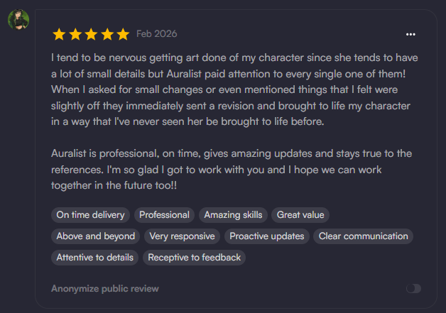 Aaa reading this seriously made me so happyy🥹

Thank you so much for trusting me with your character. I’d love to work together again in the future!
#VGenComm