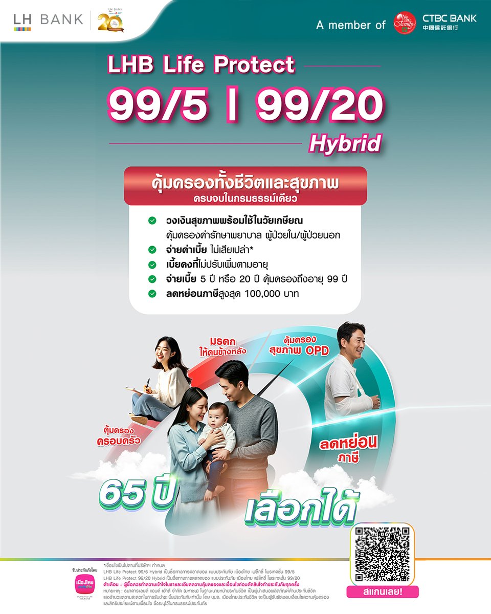 LHBank_Official's tweet image. แบบประกันที่ยืดหยุ่นได้ แบบคุ้มๆ
#LHBLife #Protect 99/5 | 99/20 #Hybrid
“คุ้มครองทั้งชีวิตและสุขภาพ ครบจบในกรมธรรม์เดียว”

เบี้ยประกันภัยสามารถใช้สิทธิลดหย่อนภาษีเงินได้บุคคลธรรมดา ทั้งนี้หลักเกฑ์เป็นไปตามที่กรมสรรพากรกำหนด

ดูรายละเอียด lhbank.co.th/th/personal/in…

#LHBank #MTL